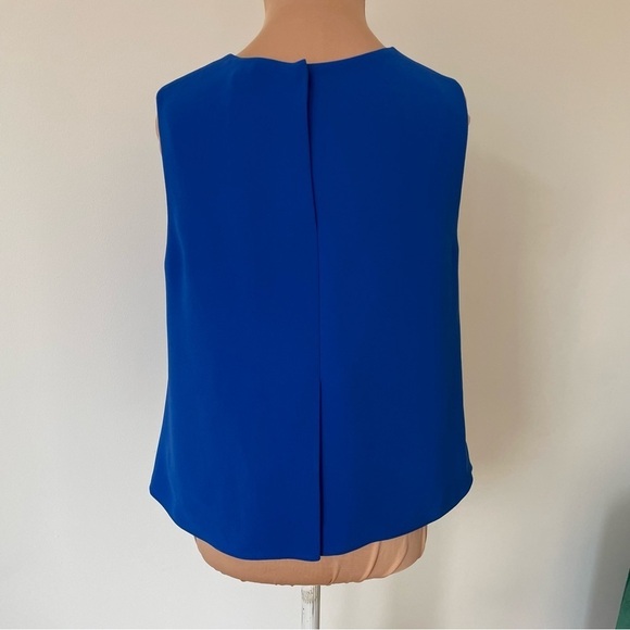 Alexander McQueen MCQ Cobalt Blue A-Line V-Neck Sleeveless Blouse EUC IT 40/US 4 - Picture 3 of 10